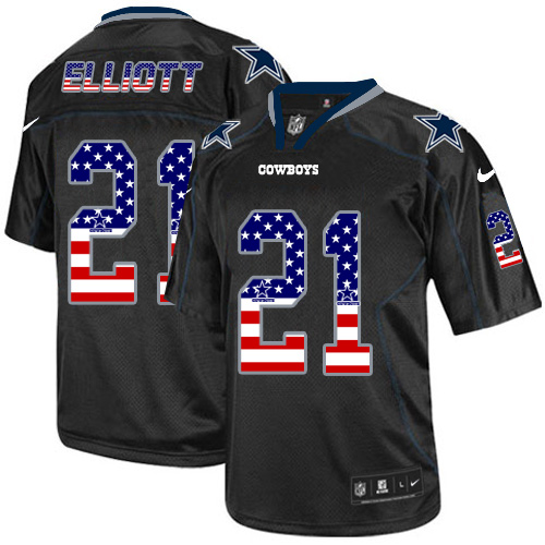 Men's Limited Ezekiel Elliott Nike Jersey Black - #21 USA Flag Fashion NFL Dallas Cowboys